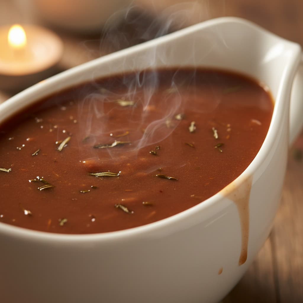 Classic Christmas Gravy closeup shot