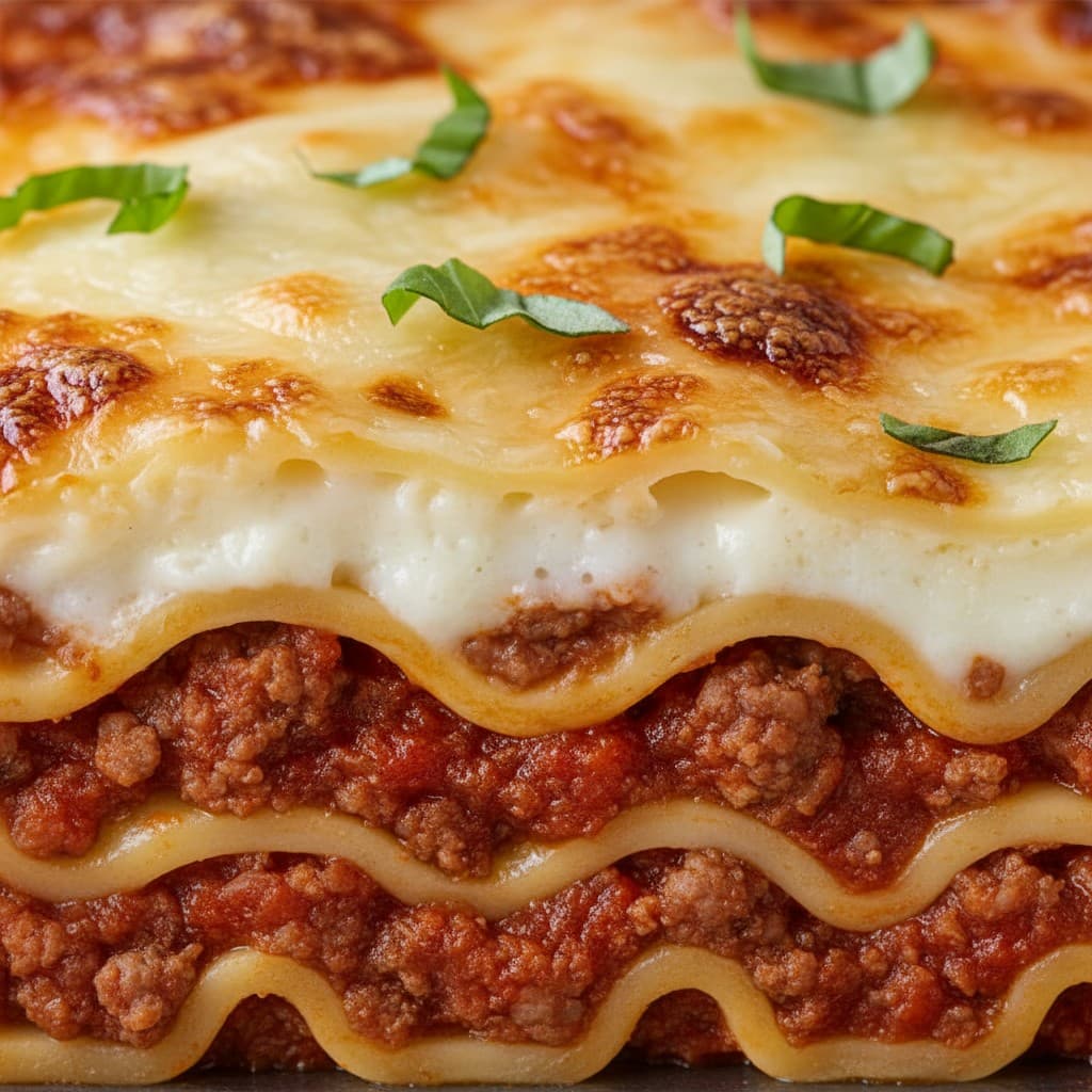 Jamie Oliver's Classic Lasagne Recipe closeup shot