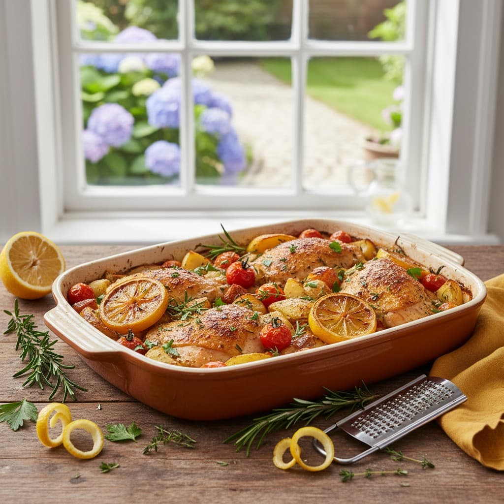 Lemon & Herb Leftover Chicken Traybake
